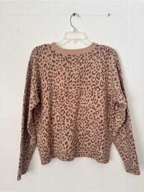 Joie mauve pink Leopard Print Crewneck Sweater